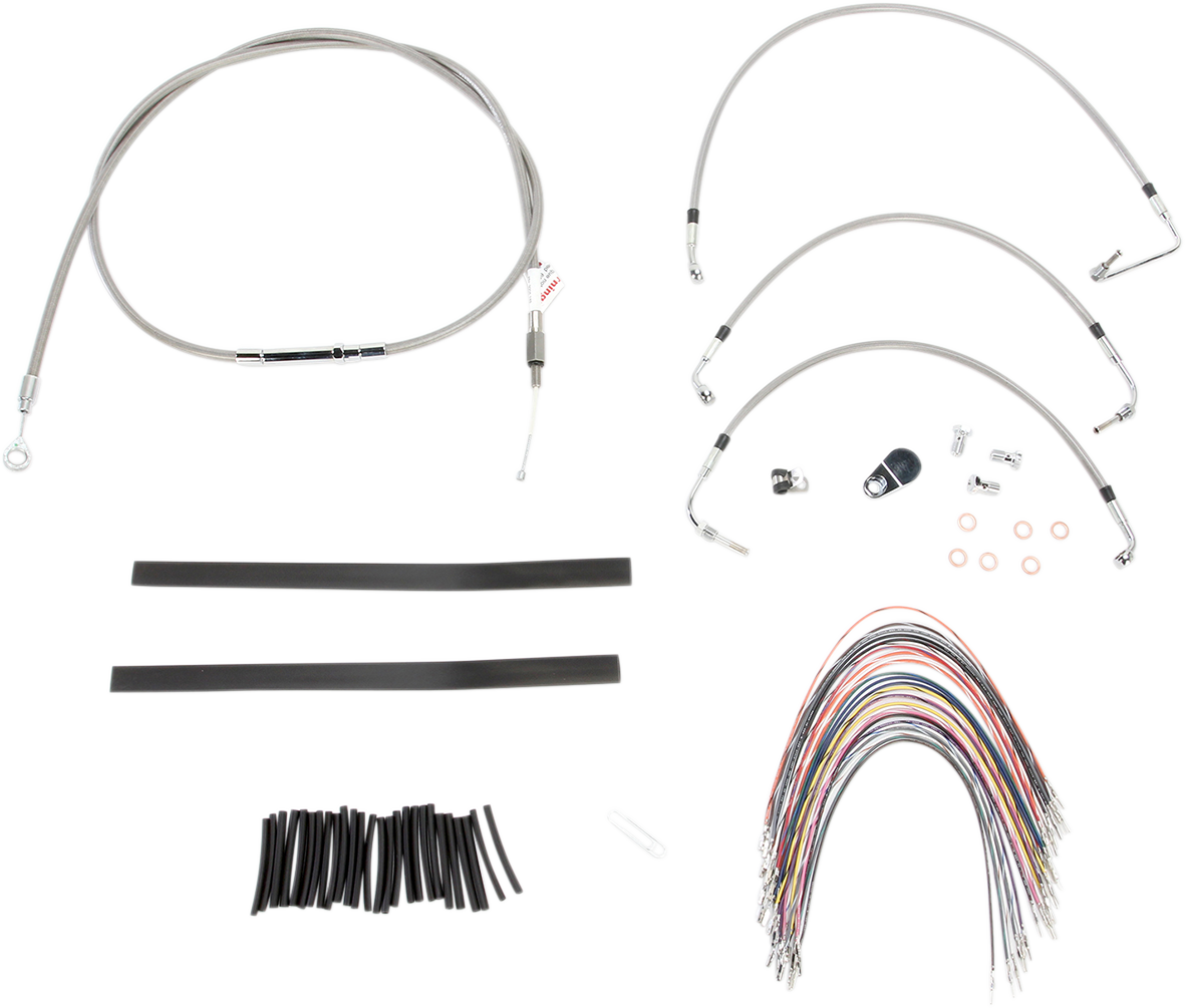 Burly Brand B30-1103 Stainless Braided Control Kit for 13 in. Ape Hangers - 2008-2013 FLHT/FLHX Non-ABS