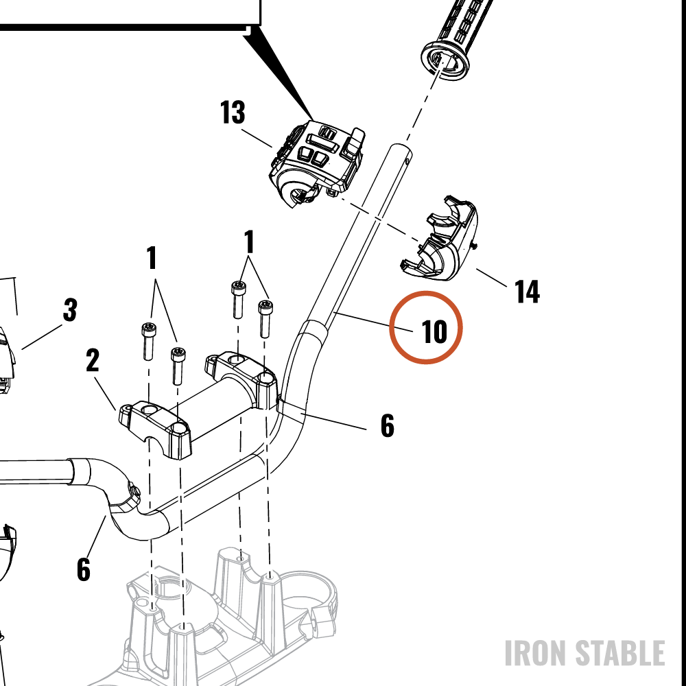 Harley-Davidson 55801090 Original Black Handlebar — OEM parts illustration