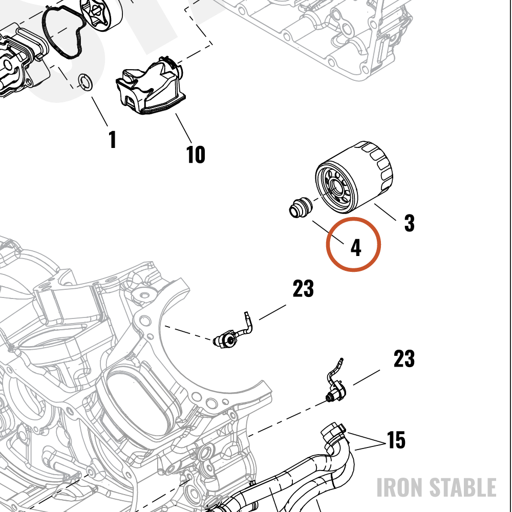 Harley-Davidson 62700281 Oil Filter Line Fitting — OEM parts illustration