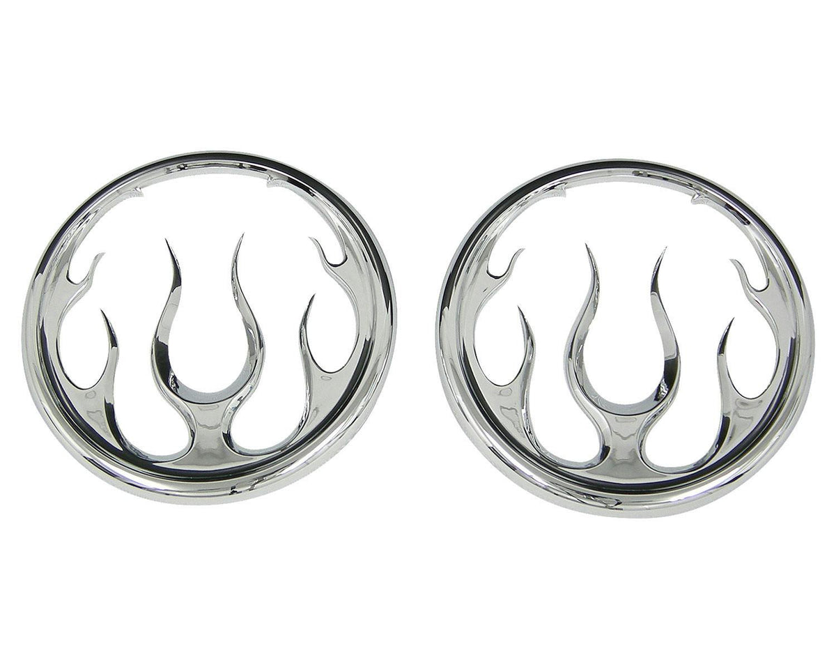 Kuryakyn Flame Speaker Grills - Chrome / Pair | 3788