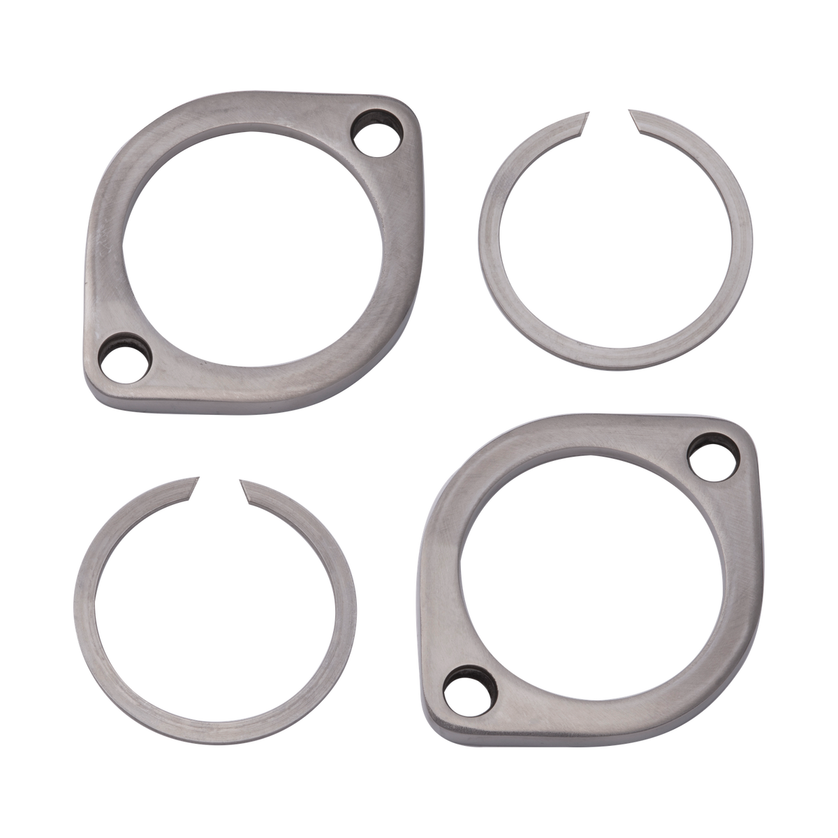 MotoTown Polished Stainless Exhaust Flange and Retaining Ring Kit, OEM 65325-83 / 65328-83 - Silver (FG-030035)