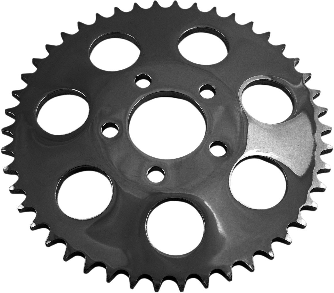 MotoTown 46-Tooth Dished 530-Chain Conversion Rear Sprocket, 2.22 in. Bore / 0.23 in. Offset - Gloss Black