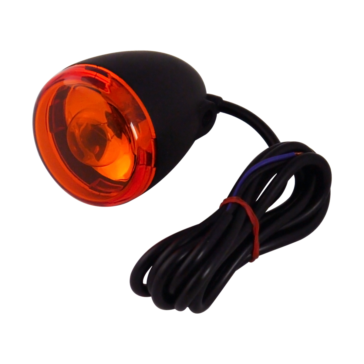 MotoTown Deuce-Style Single-Filament Front Turn Signal Pair - Black with Amber Lenses (FG-090072)