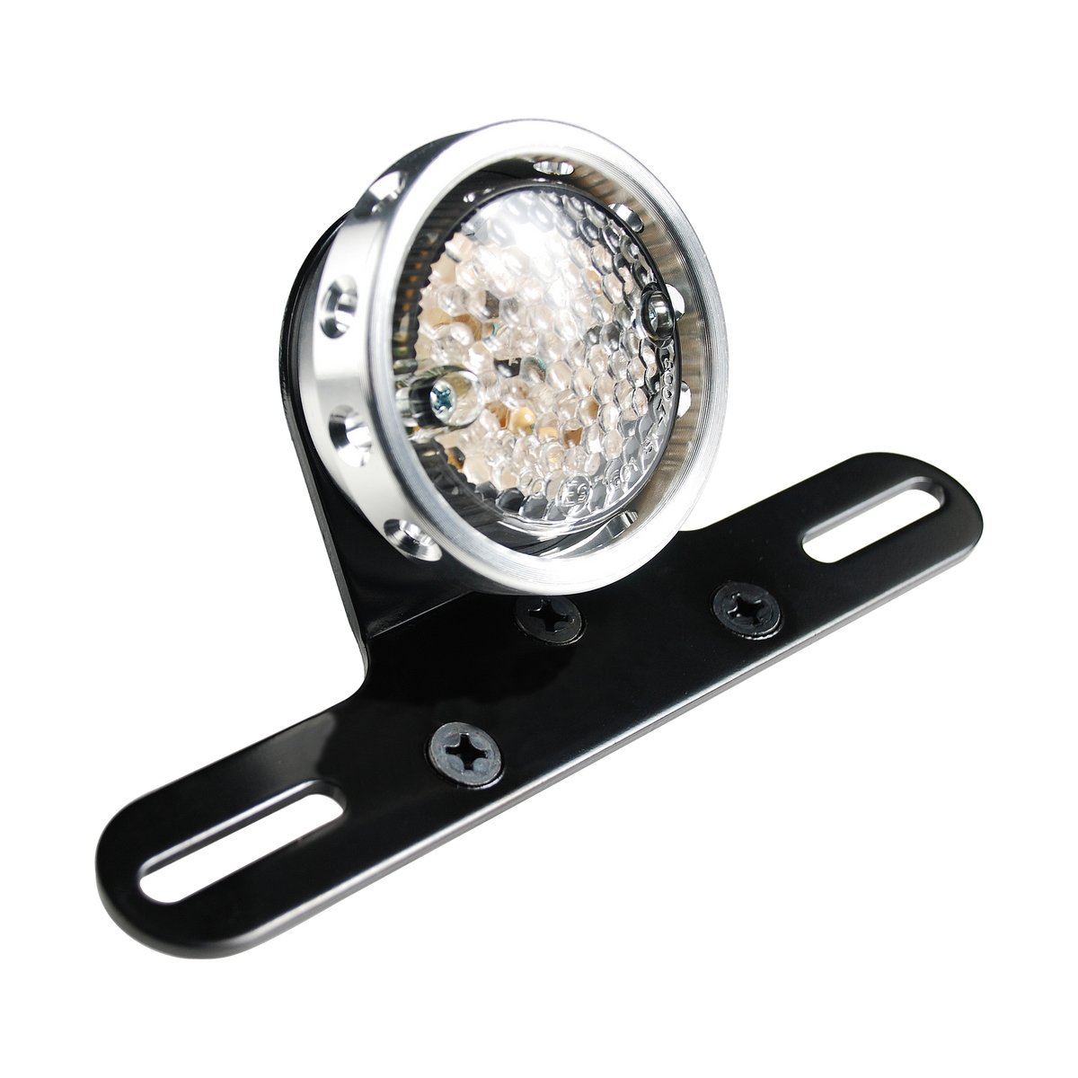 MotoTown Taillight, Bobber Style, Silver With Black Bracket - Red (FG-090122)