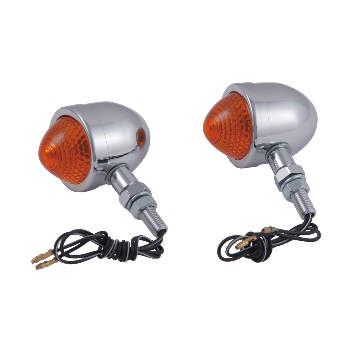 MotoTown Bullet Egg Turn Signal, Chrome With Amber Lens (FG-090244)