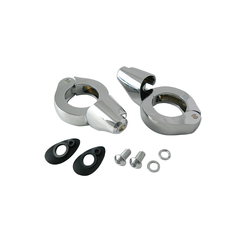 MotoTown 41 mm Fork Front Turn Signal Relocation Kit - Chrome - FG-090260