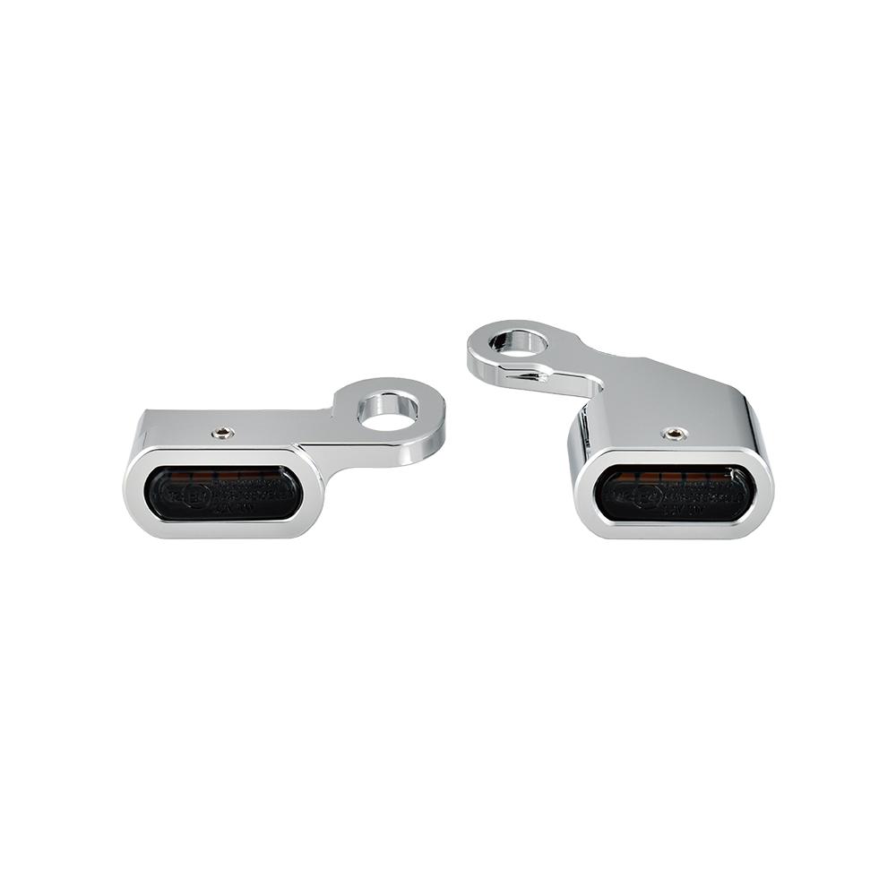 MotoTown LED 方向燈,鍍鉻色,煙燻色燈殼-橘色,適用 1996-2003 Sportster XL、1999-2017 Dyna