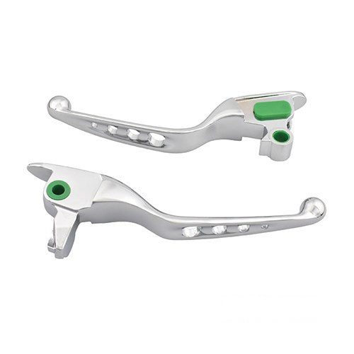 MotoTown Wide-Blade Drilled Brake and Clutch Lever Pair - Chrome for 2008-2013 Touring