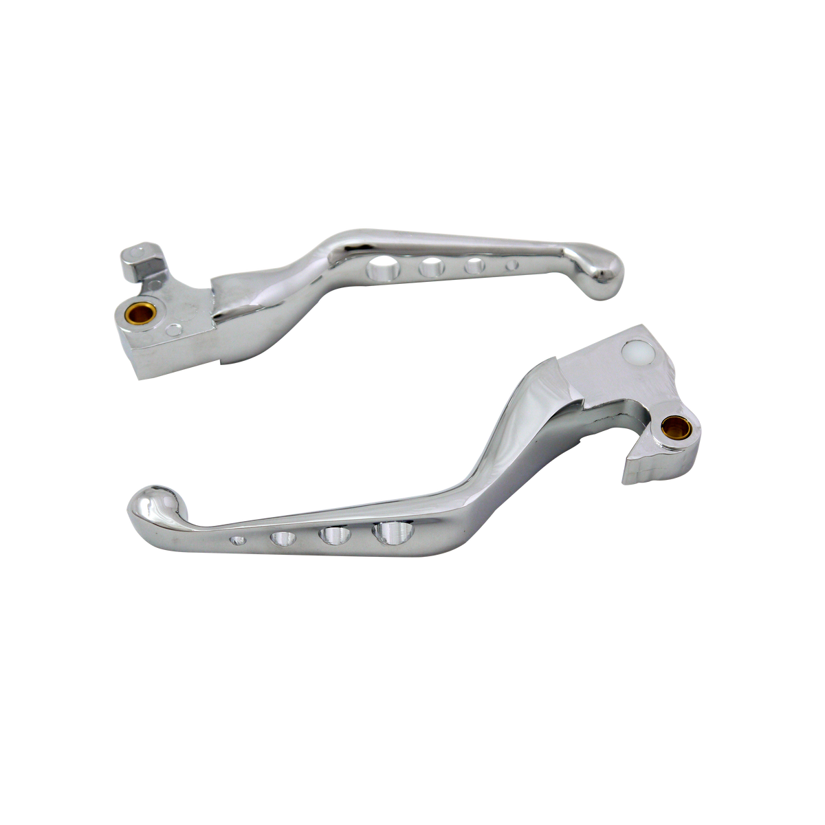 MotoTown Ergonomic Lever Pair, 4-Hole, Chrome for 2004-2013 Sportster XL - FG-100015