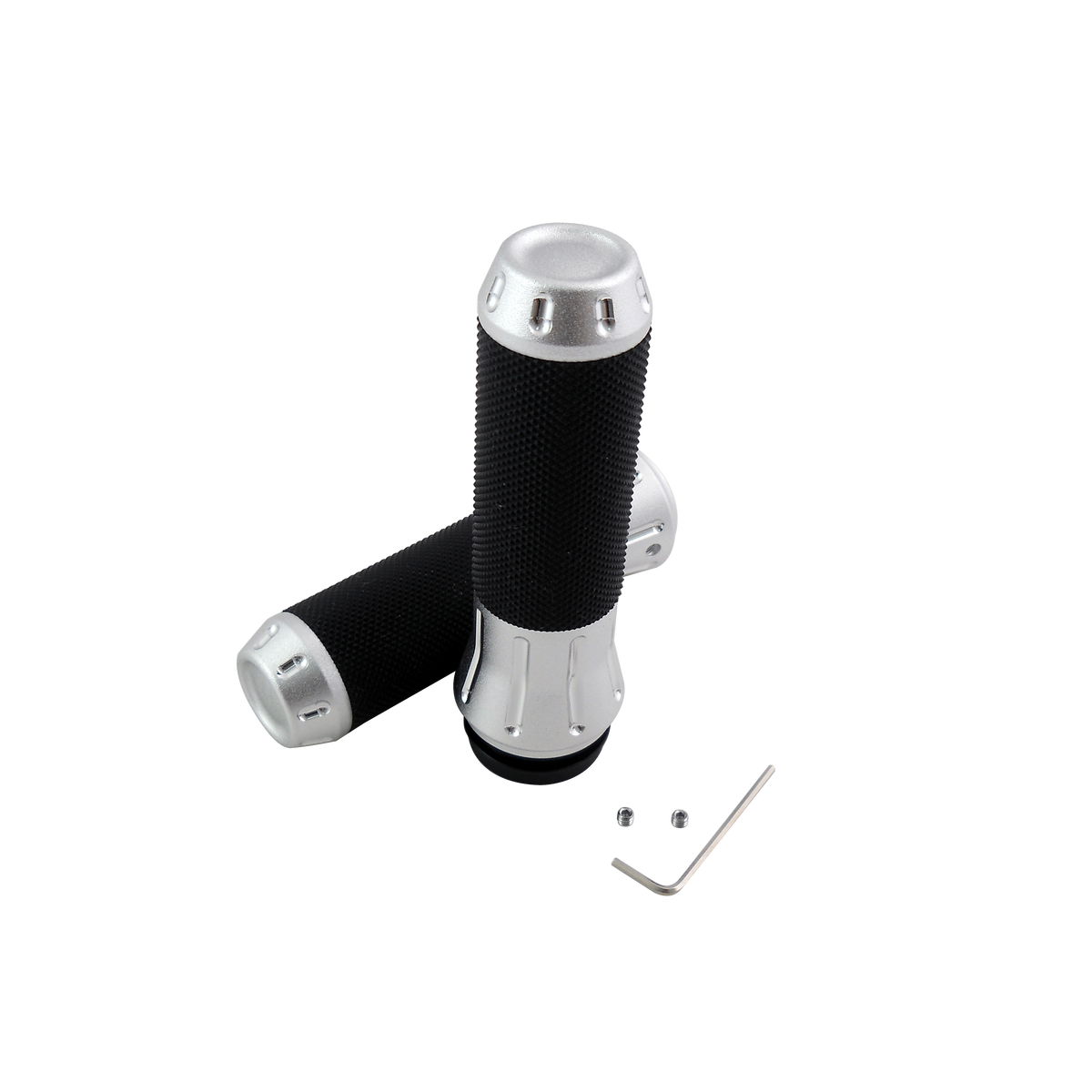 MotoTown Cobra Billet Grip Set for Electronic Throttle - Shot-Peened Chrome - FG-100066