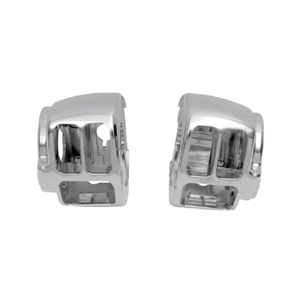 MotoTown 4-Piece 6-Switch Handlebar Control Housing Kit - Chrome, OEM 71826-11 - FG-100156