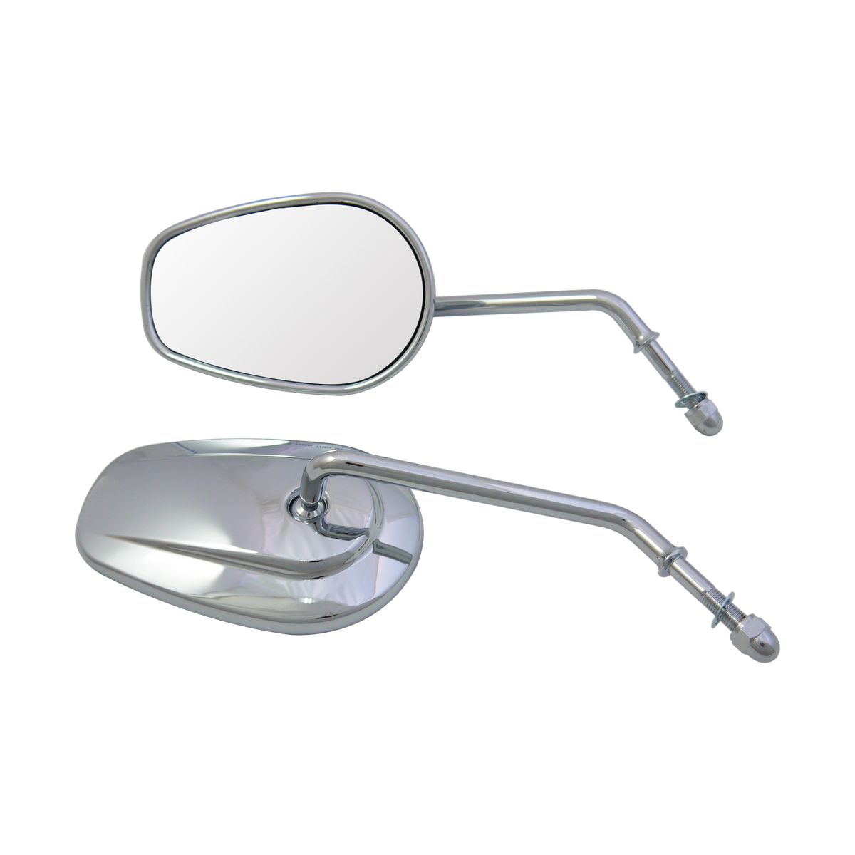 MotoTown Tapered Long-Stem Mirror Pair - Chrome for 1982-2021 Dyna, Softail, Sportster & Touring (FG-100182)