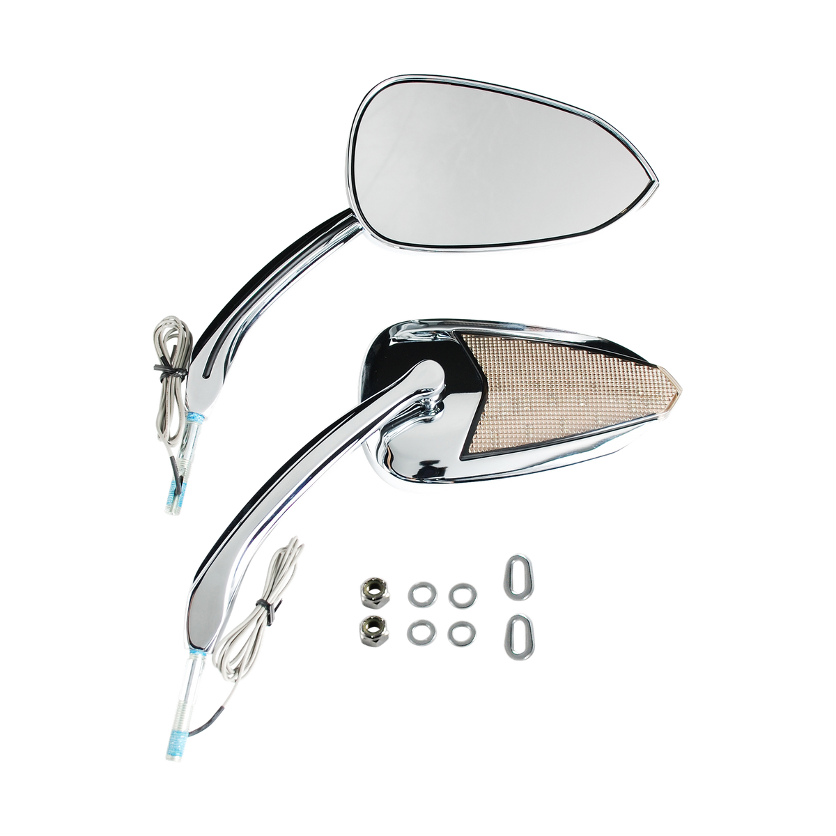 MotoTown Fury LED Turn-Signal and Running-Light Mirror Pair - Chrome (FG-100191)