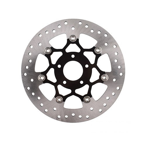 MotoTown 11.8 in. Floating Front Brake Rotor - Black Carrier / Silver Brushed Stainless