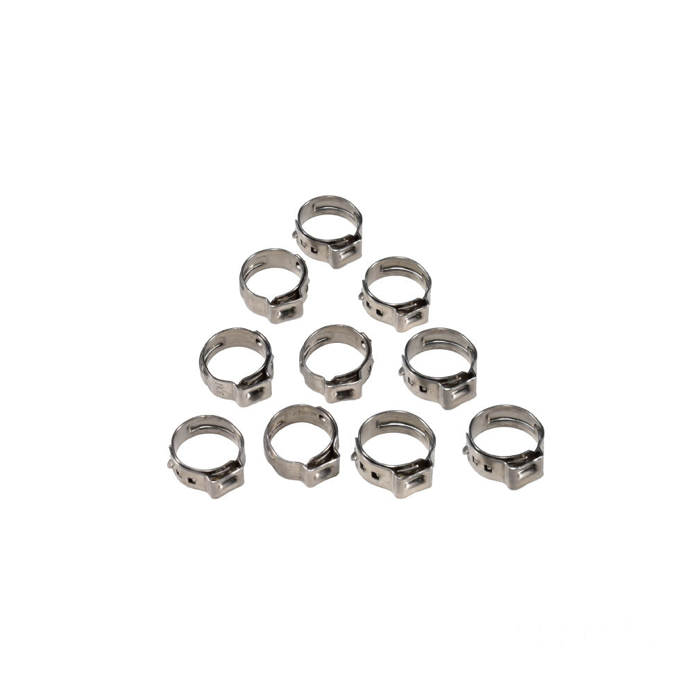 MotoTown 10-Pack 15.3-18.5 mm Stainless Fuel Hose Ear Clamps for 3/8 in. Hose