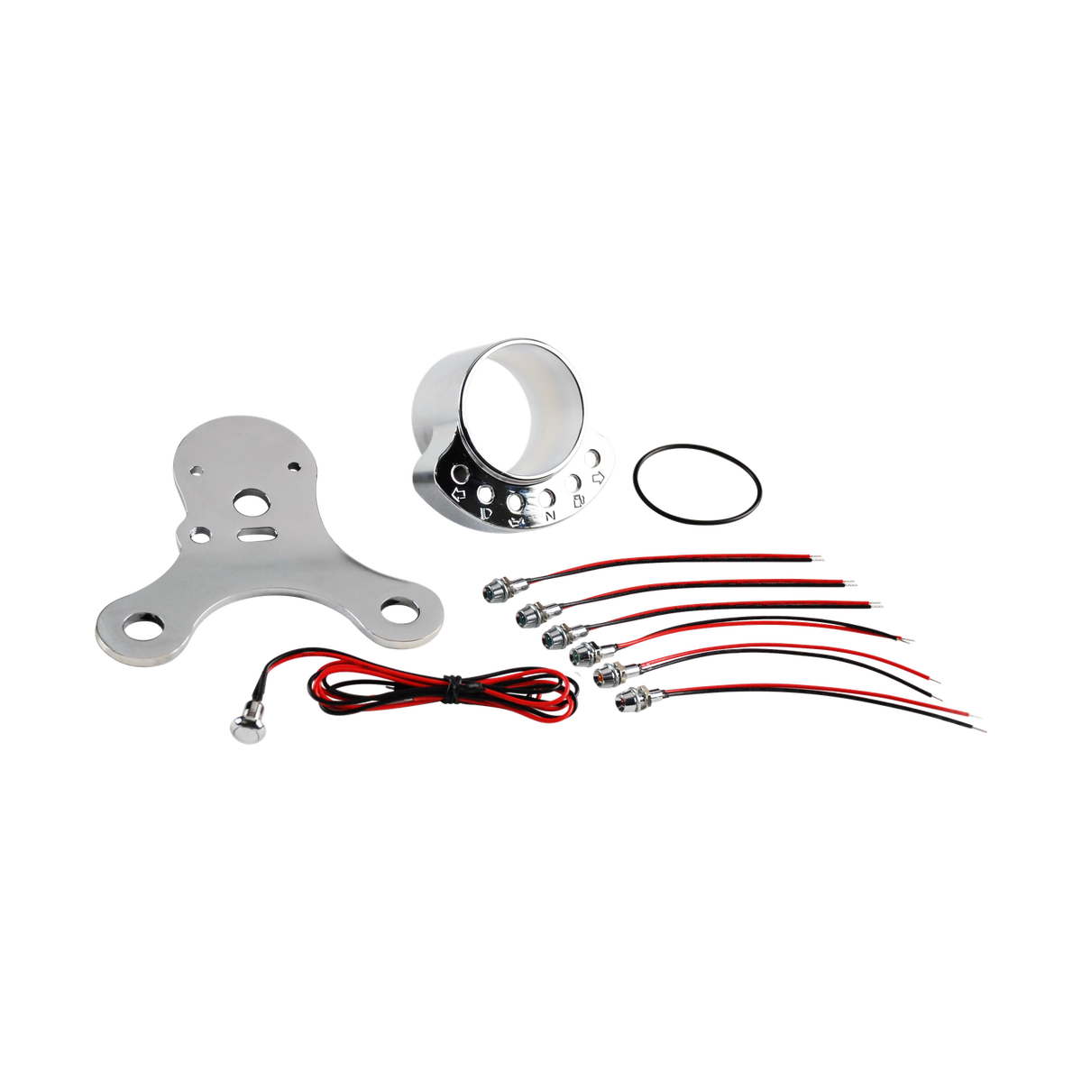 MotoTown 48 mm Single-Gauge T-Bar Mount with Six Indicator-Light Positions - Chrome (FG-140022)