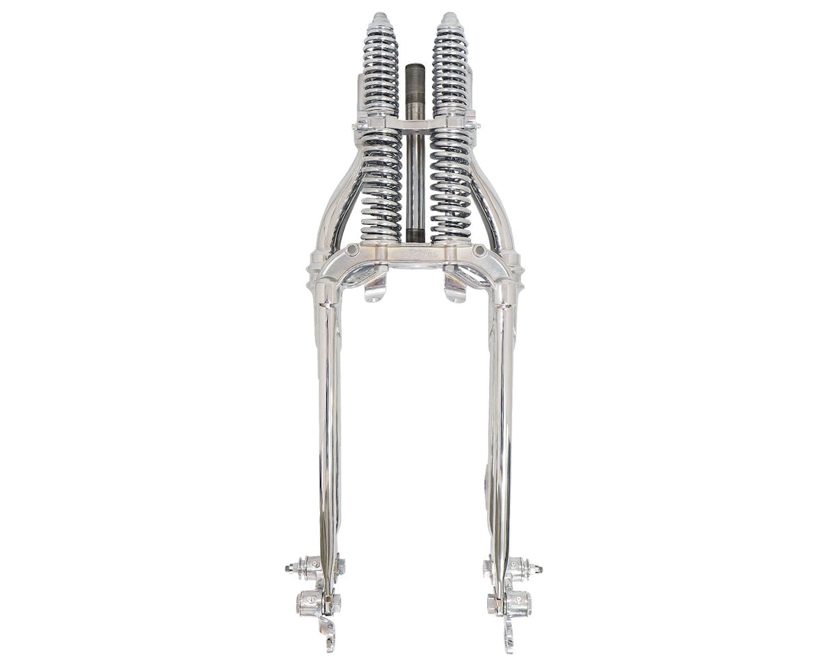MotoTown Replica 74 Springer Fork Assembly, Inline Straight-Leg - All Chrome for 1936-1946 EL/FL
