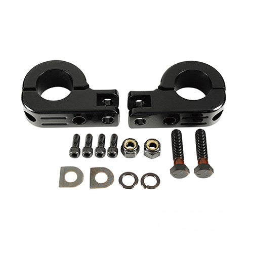 MotoTown 1-1/4 in. Engine Guard Footpeg Clamp Kit - Black