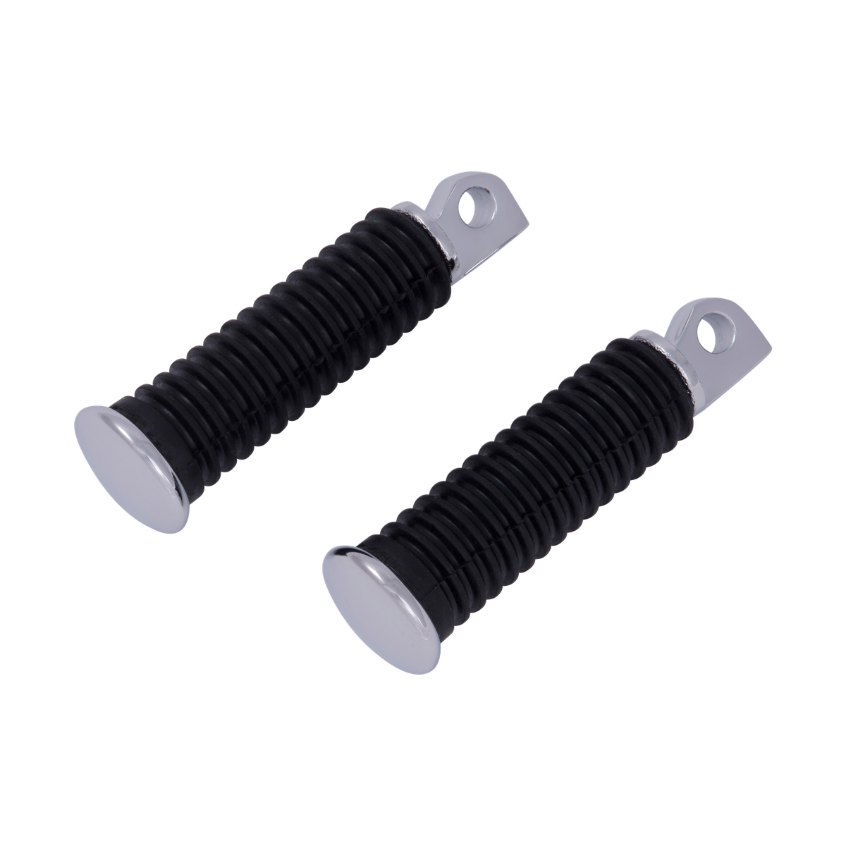 MotoTown Classic Passenger Footpeg Pair - Black Rubber / Polished Chrome, OEM 49117-77 (FG-170101)