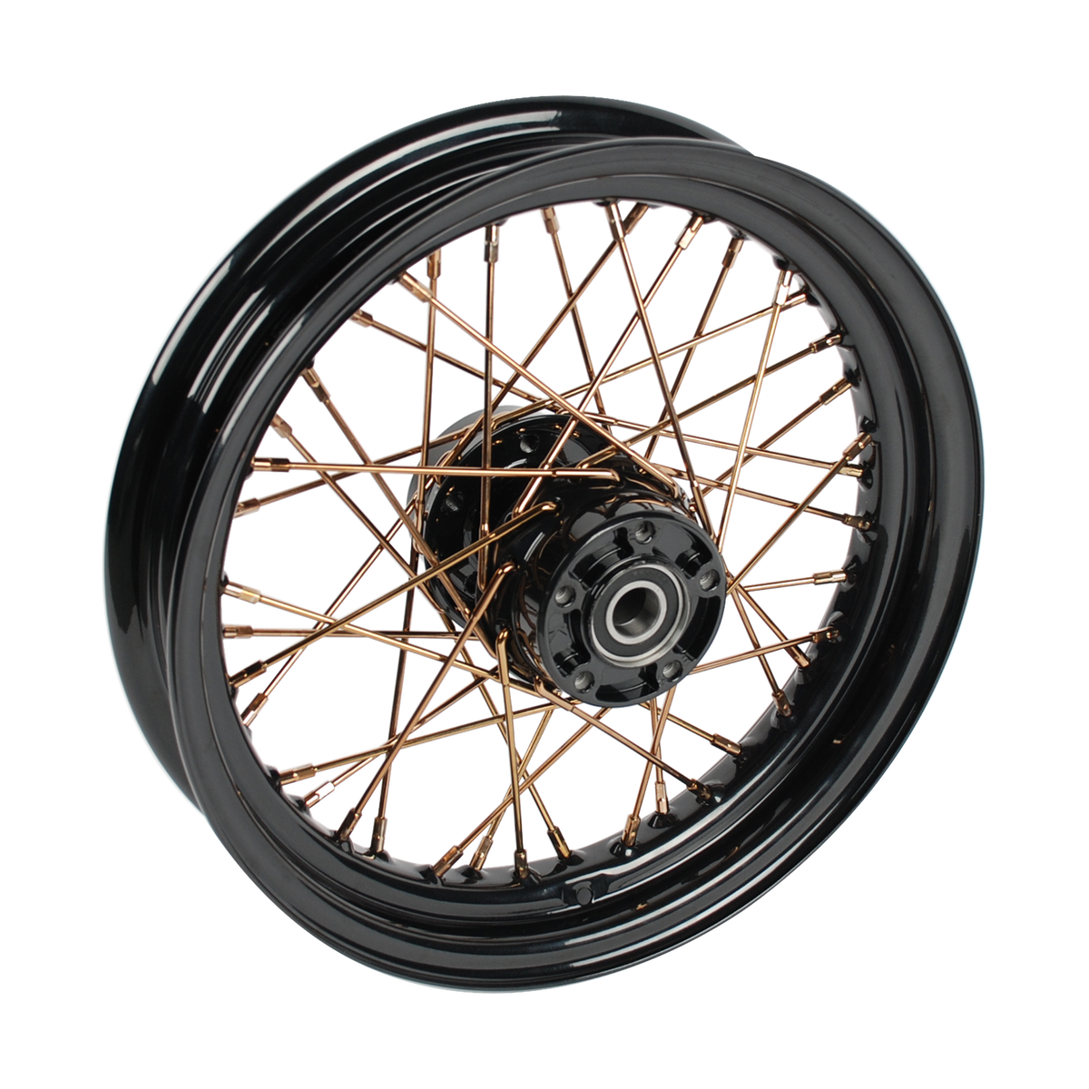 MotoTown 16 x 3.0 in. 40-Spoke Rear Wheel, 25 mm Single Disc - Chrome/Gold for 2008-2020 Sportster XL (FG-180016)