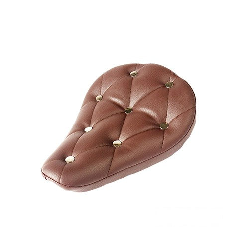 MotoTown Solo Seat, Retro, Small Thick, Rivet Brown - Diamond