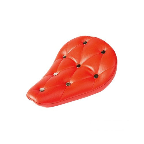 MotoTown Solo Seat, Retro, Small Thick, Stainless Steel Rivet Red