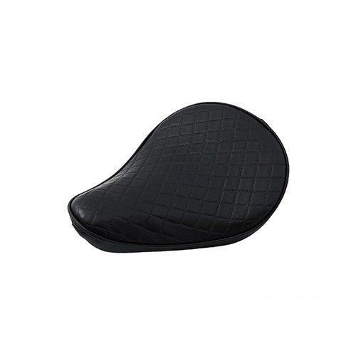 MotoTown Solo Seat, Retro, Small Thin, Diamond Stitch Black