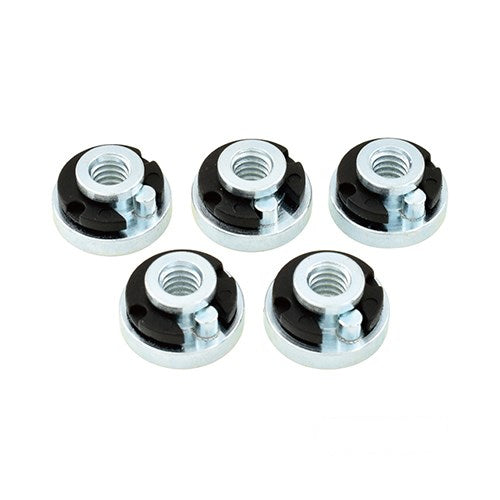 MotoTown 5-Piece 1/4-20 Rear Fender Seat Nut Insert Set with Retaining Clips, OEM 59768-97 - Silver / Black