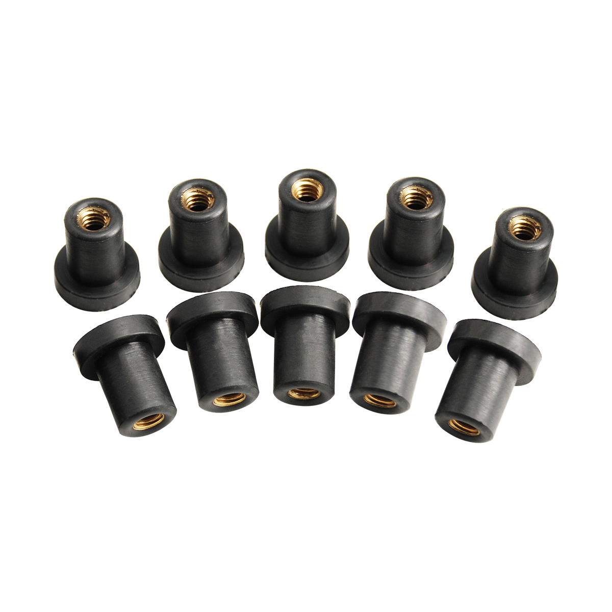 MotoTown 1/4-20 Oil-Tank Well Nut Set, 10-Pack - Brass (FG-190057)