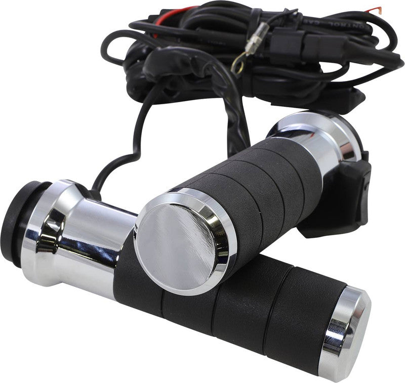 Koso AX068M00 Titan-X Heated Grips - Chrome, Electronic Throttle