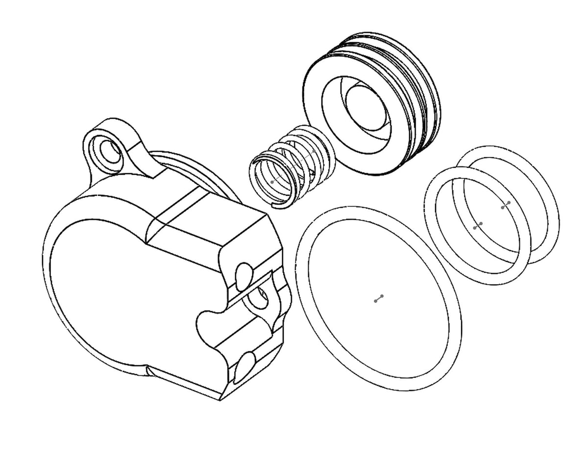 Mamba PR-03 43 mm Magic Release piston repair kit diagram