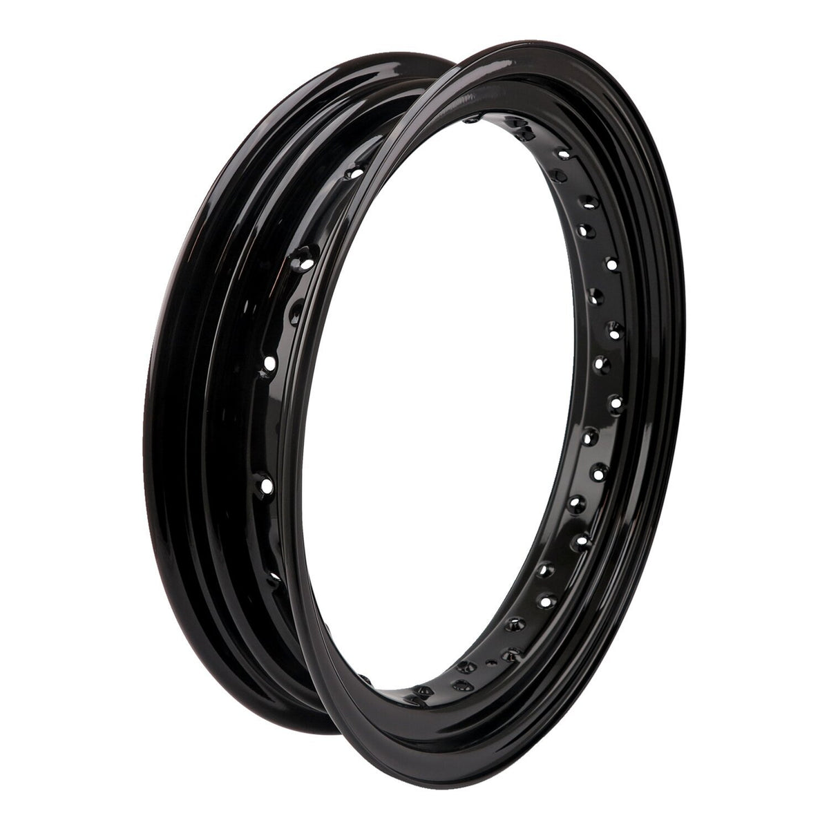 MotoTown 18 x 3.5 in. 40-Hole Steel Rim with 8.5 mm Center Valve - Black