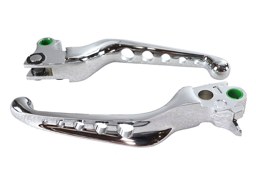 MotoTown 5-Hole Brake & Clutch Lever Set - Chrome