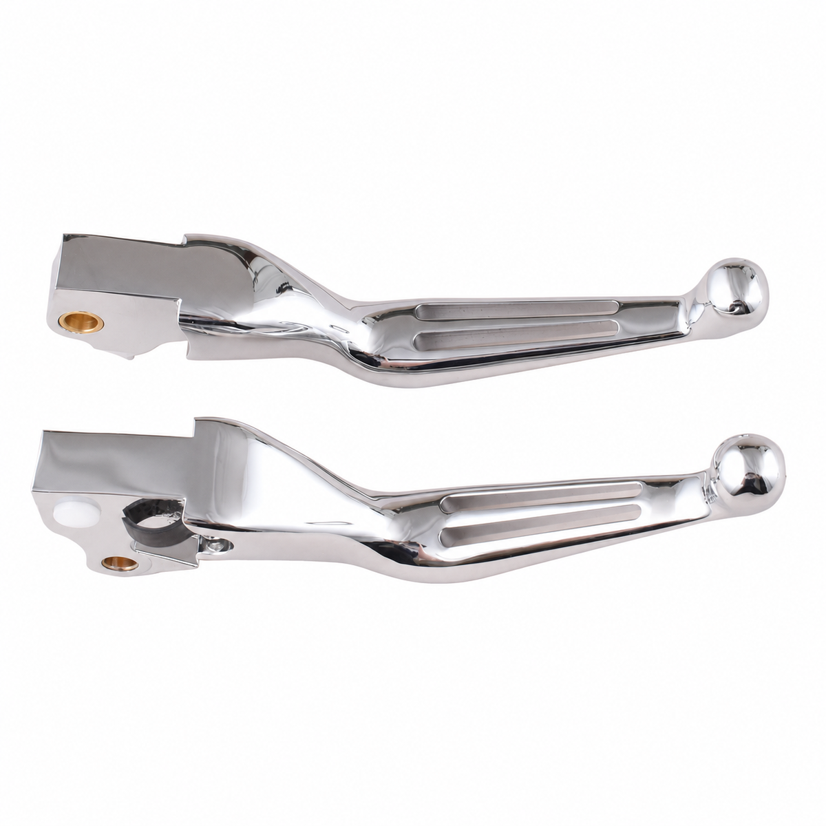 MotoTown 2-Slot Brake & Clutch Lever Set - Chrome, 2007-2013 Sportster
