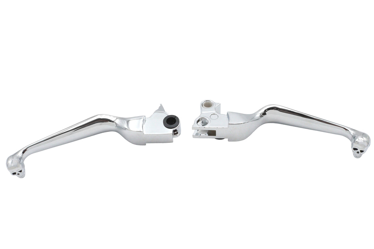 MotoTown Chrome Aluminum Skull-End Brake & Clutch Lever Set for 1996-2007 FXD/Softail and 1996-2003 XL