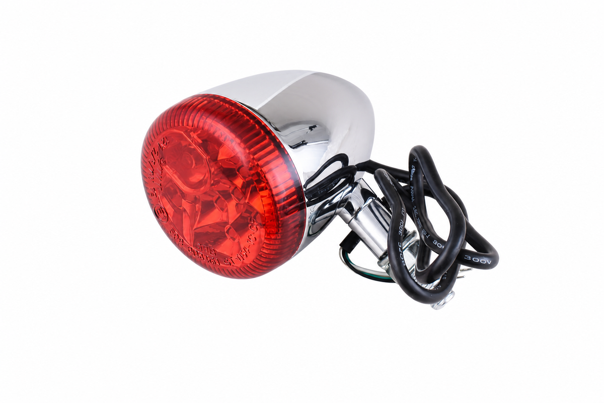 MotoTown 3-in-1 LED Front Turn Signal Insert, Chrome, Red Lens