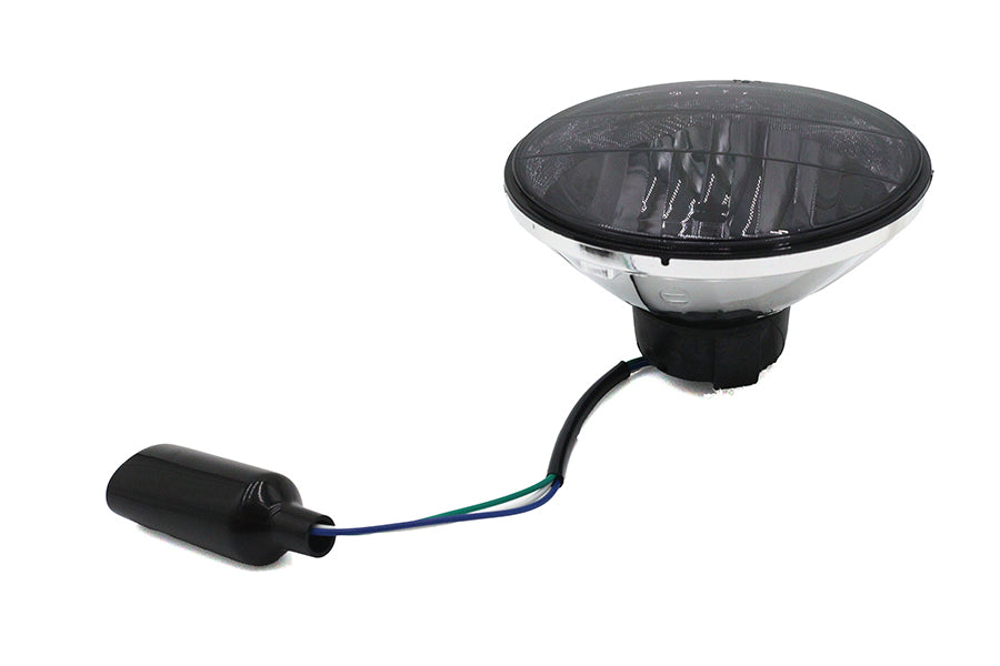 MotoTown 7 in. H4 Headlamp Unit with Smoke Lens and Socket for 1979-2008 FLT, 1984-Later FXST & 1986-Later FLST