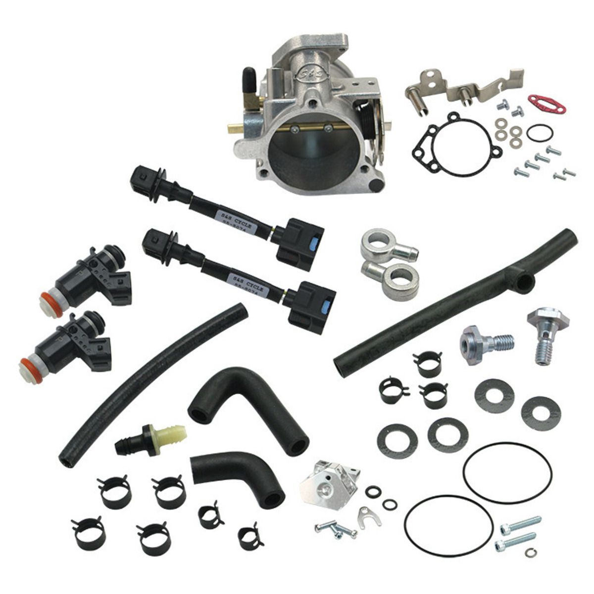 S&S Cycle 106-4407 58mm Single Bore EFI Throttle Body Kit with Fuel Rail