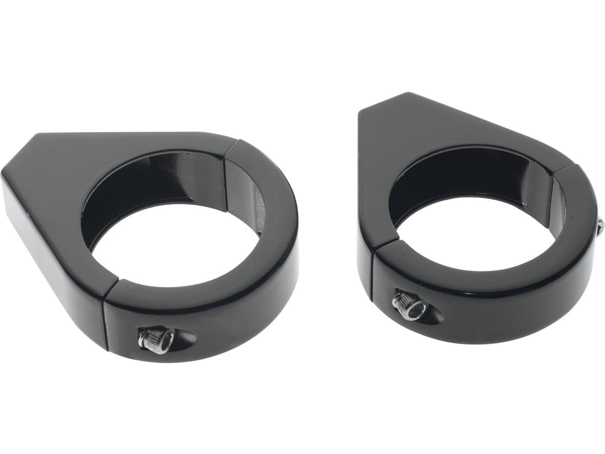 Custom Chrome Europe 660752 Black 41 mm Front Fork Turn Signal Relocation Clamps - Main View