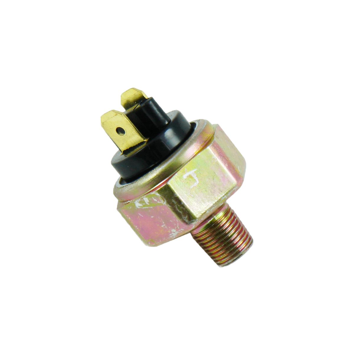 MotoTown Flag-Style Hydraulic Rear Brake Light Switch, OEM 72023-51A / 72023-51B - Black / Brass