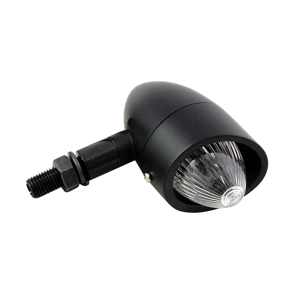 MotoTown Retro Turn Signal Pair - Black, Clear Lens / Amber Bulb