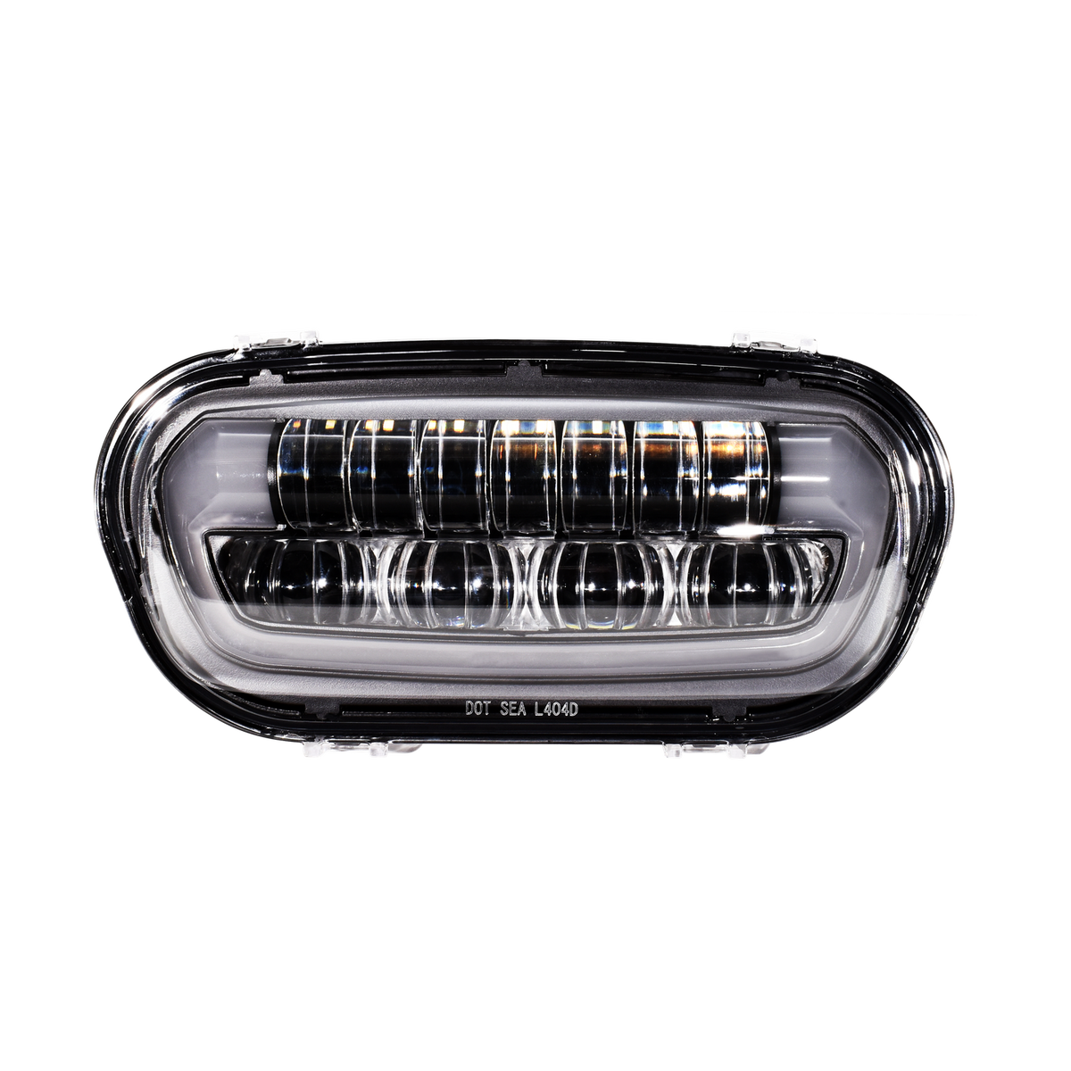 MotoTown 9 in. Horizontal LED 頭燈總成-亮黑,OEM 67700288,適用 2018-2024 Fat Bob FXFB/FXFBS