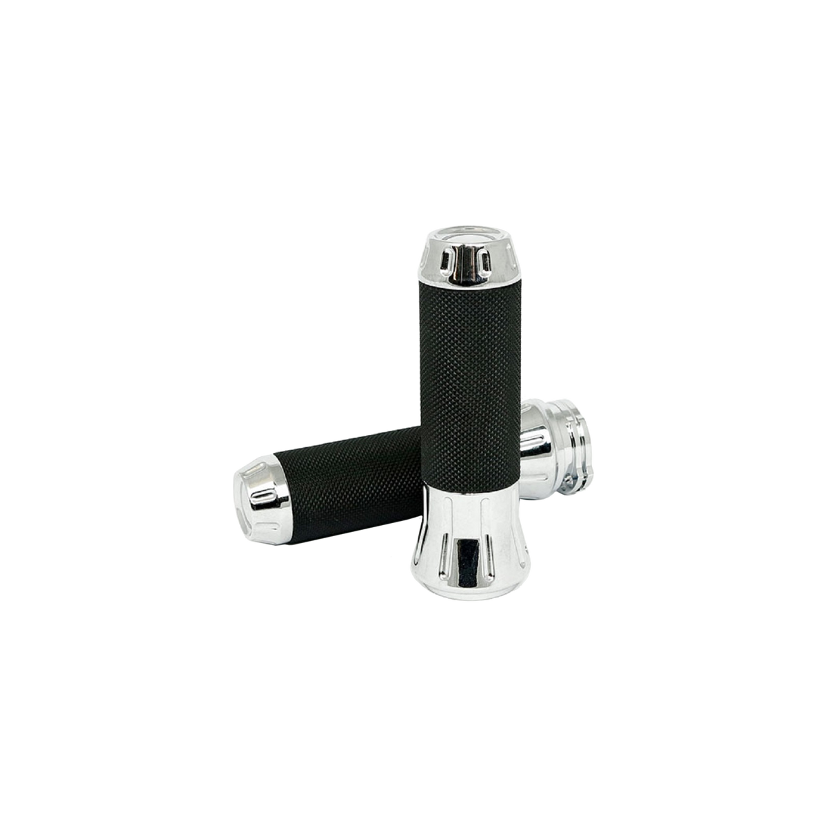 MotoTown Cobra Billet Grip Set for Cable Throttle - Chrome
