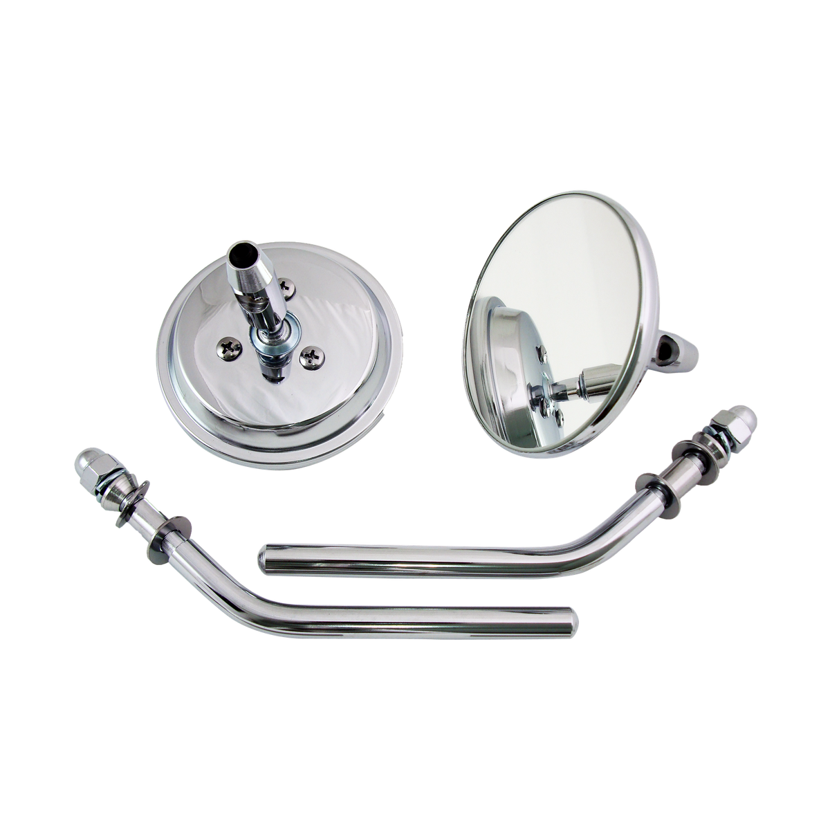 MotoTown 3 in. Round Mirror Pair with 4 in. Stems - Chrome