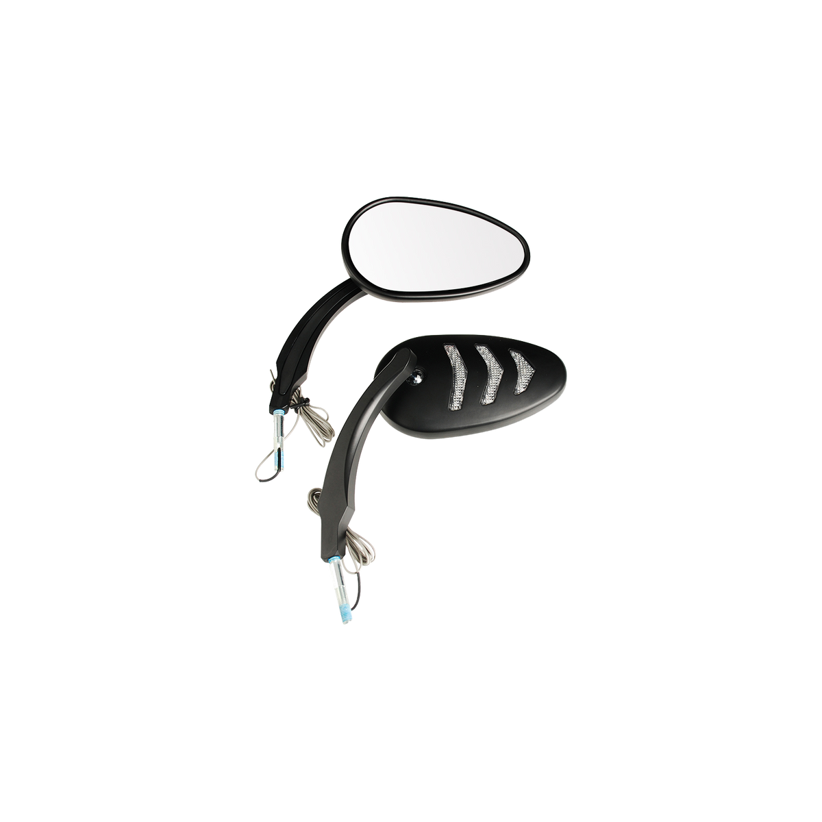 MotoTown 3-Light Billet LED Turn-Signal Mirror Pair - Black