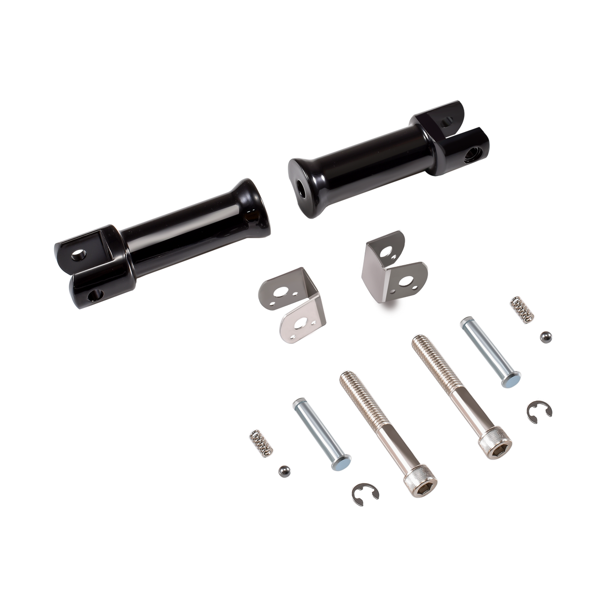 MotoTown Passenger Footpeg Support Kit - Gloss Black, OEM 50500769 / 50500744
