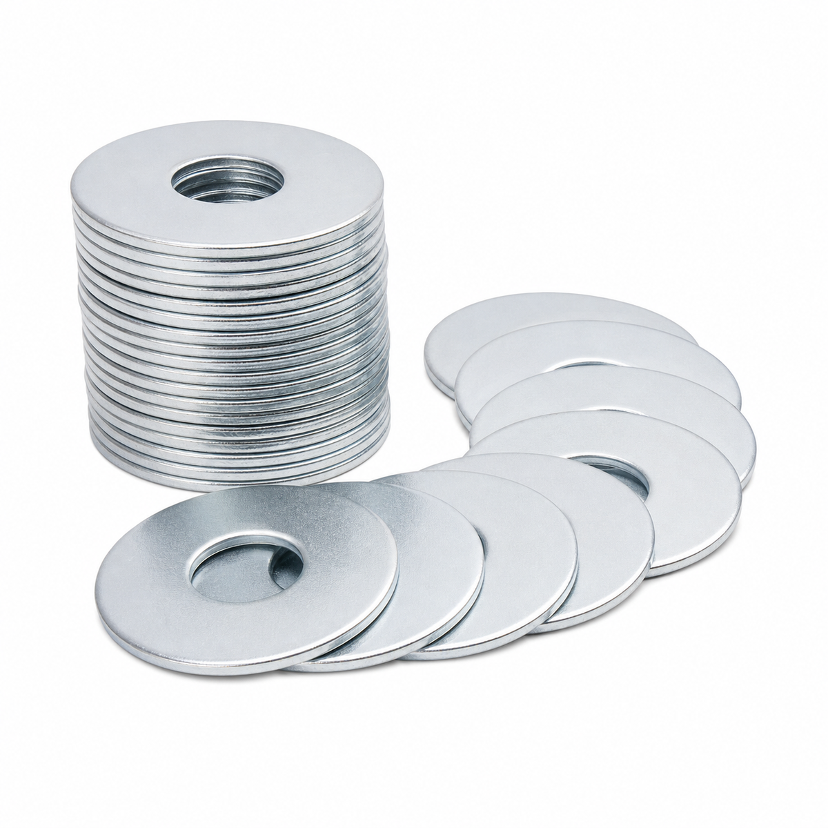 MotoTown white-zinc flat steel washer 100-pack
