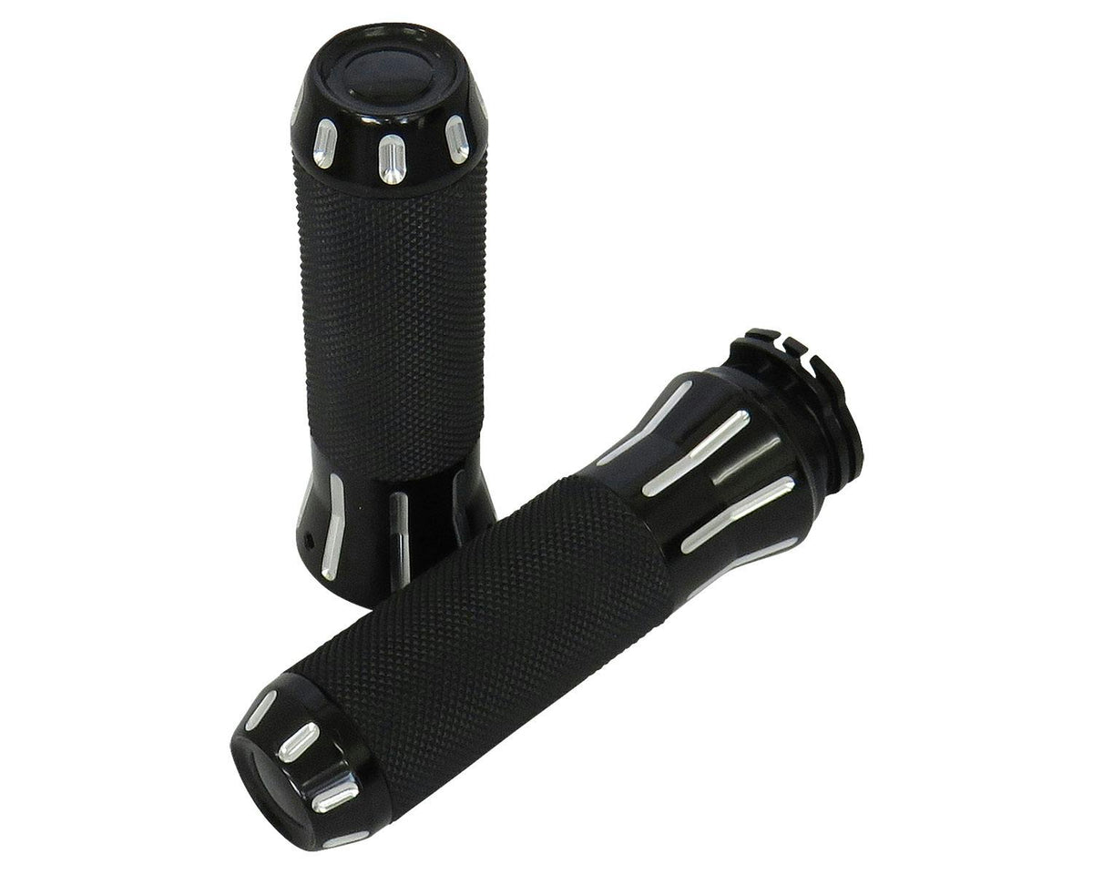 Neofactory 016681 Cobra cable-throttle grip pair, black contrast-cut body and black rubber
