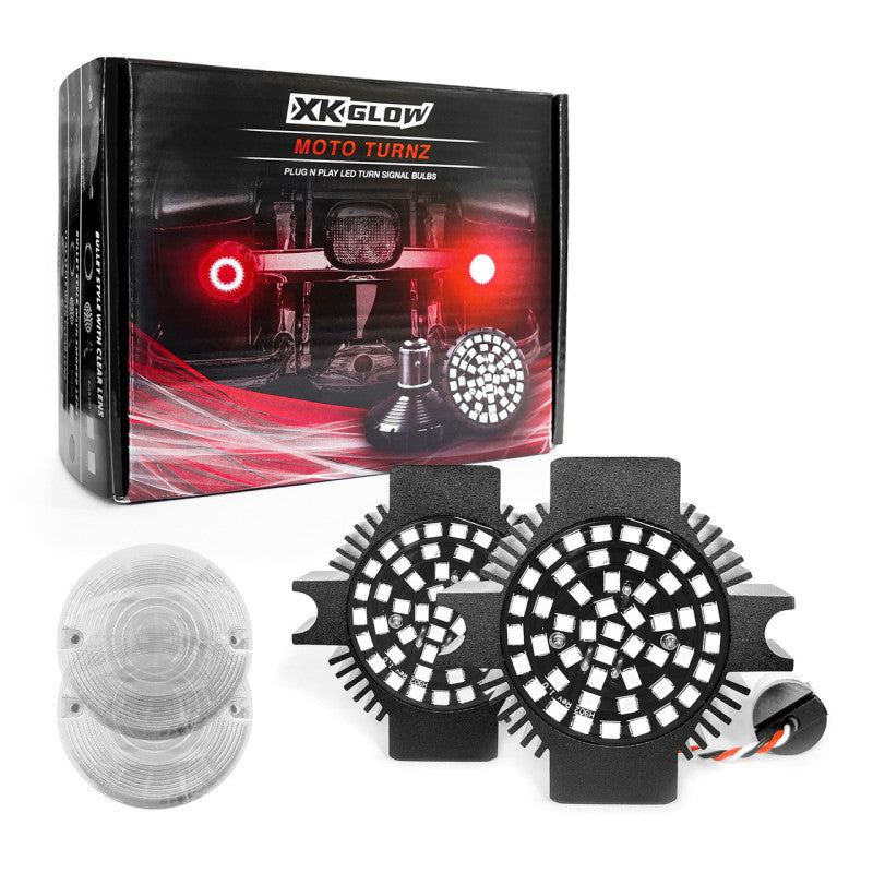 XKGLOW 1157 後方向燈 LED 升級套件|平面透明燈罩 XK1157F-RR-C