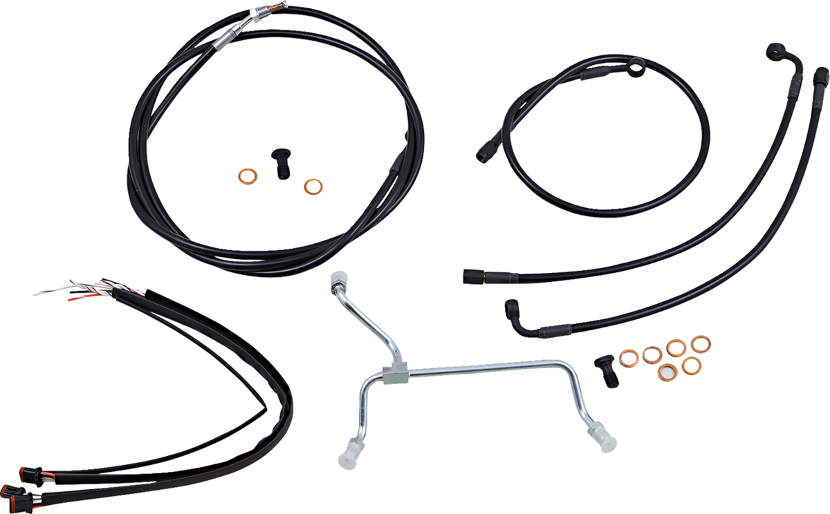 Burly Brand B30-1113 Black Vinyl Cable/Line Kit - 13 in. Ape Hangers - 2014-2015 Touring Without ABS - Main View